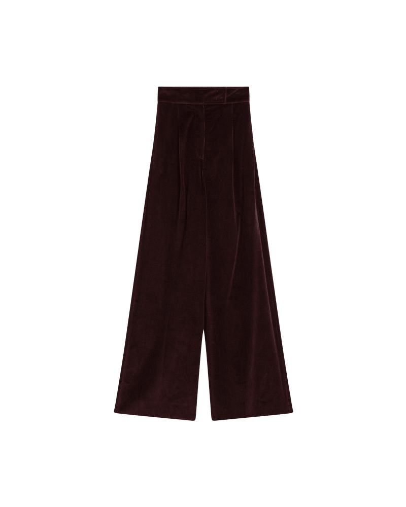 Max Mara Velvet Cherry Colored Wide Leg Trouser Glam Steals