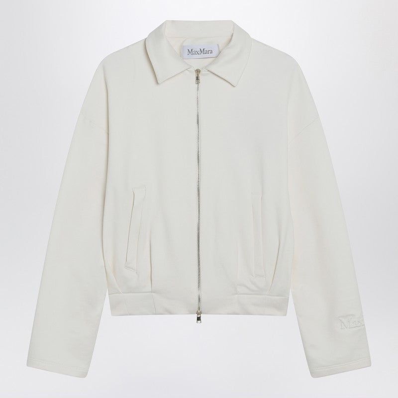 Max Mara White Silk Cropped Sweat-shirt in Blend Glam Steals