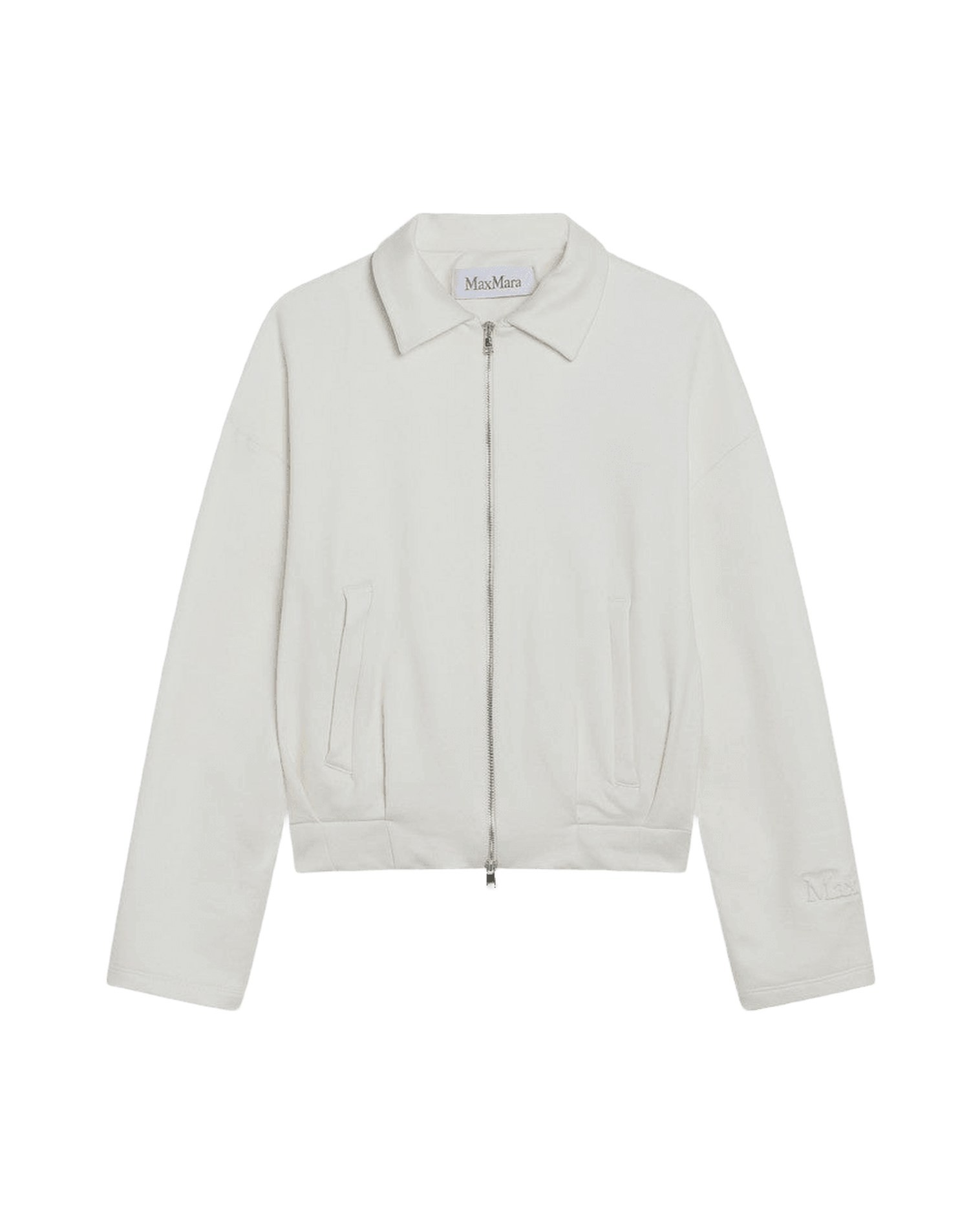 Max Mara White Silk Cropped Sweat-Shirt In Blend Glam Steals