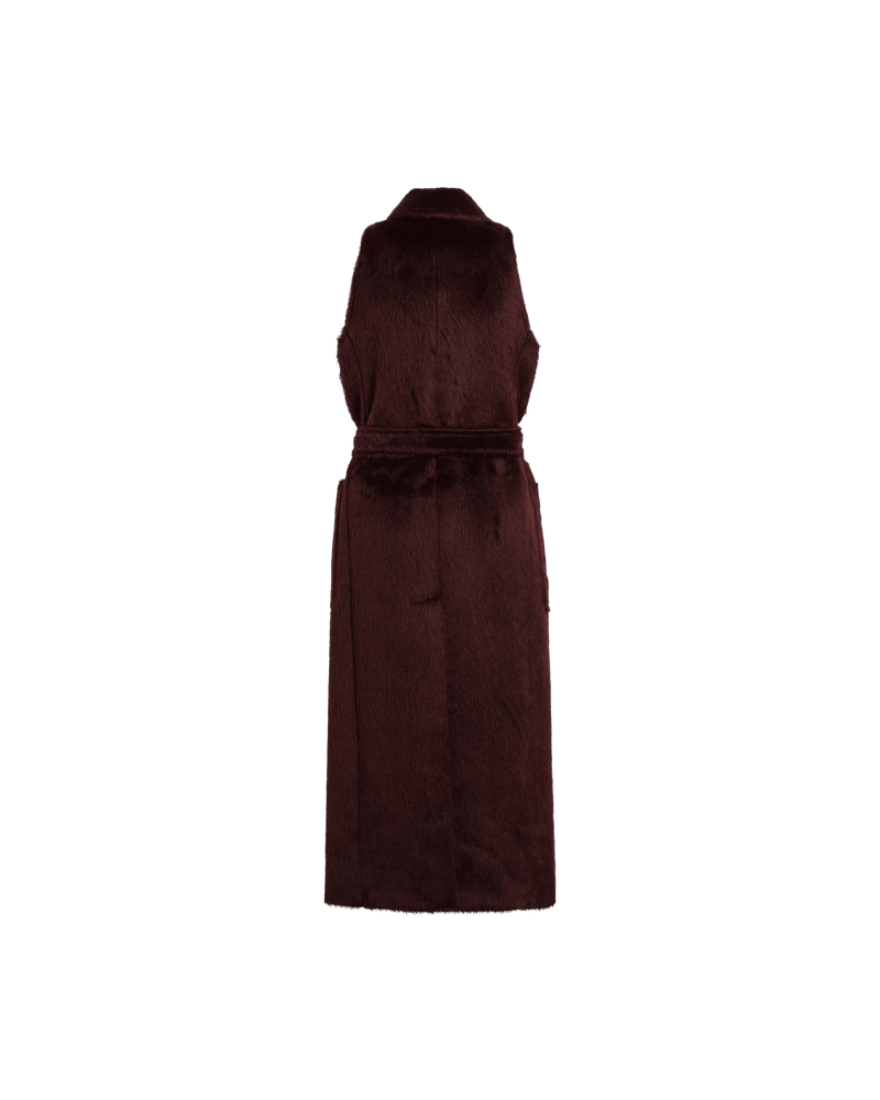 Max Mara Wool Cherry Colored Sleeveless Coat in Alpaca Glam Steals