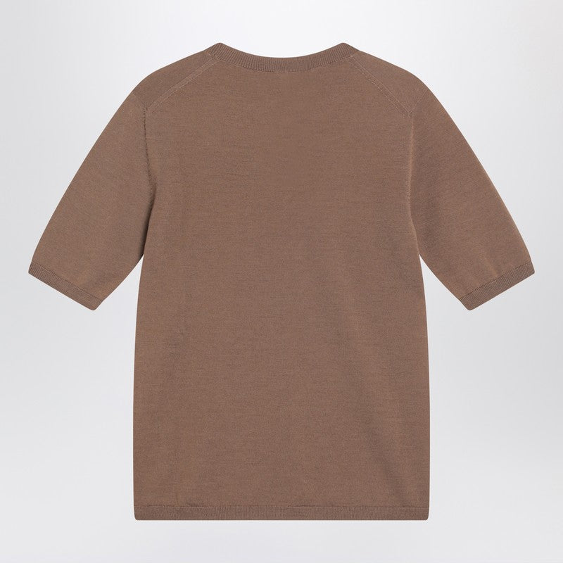 Max Mara Wool Hazelnut Coloured Crew Neck Sweater Glam Steals
