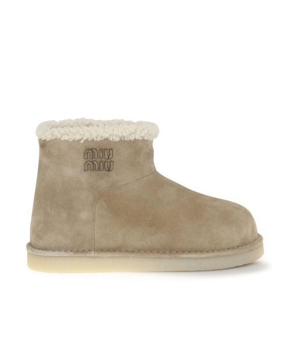 Miu Miu Beige Leather Flat Boots Glam Steals