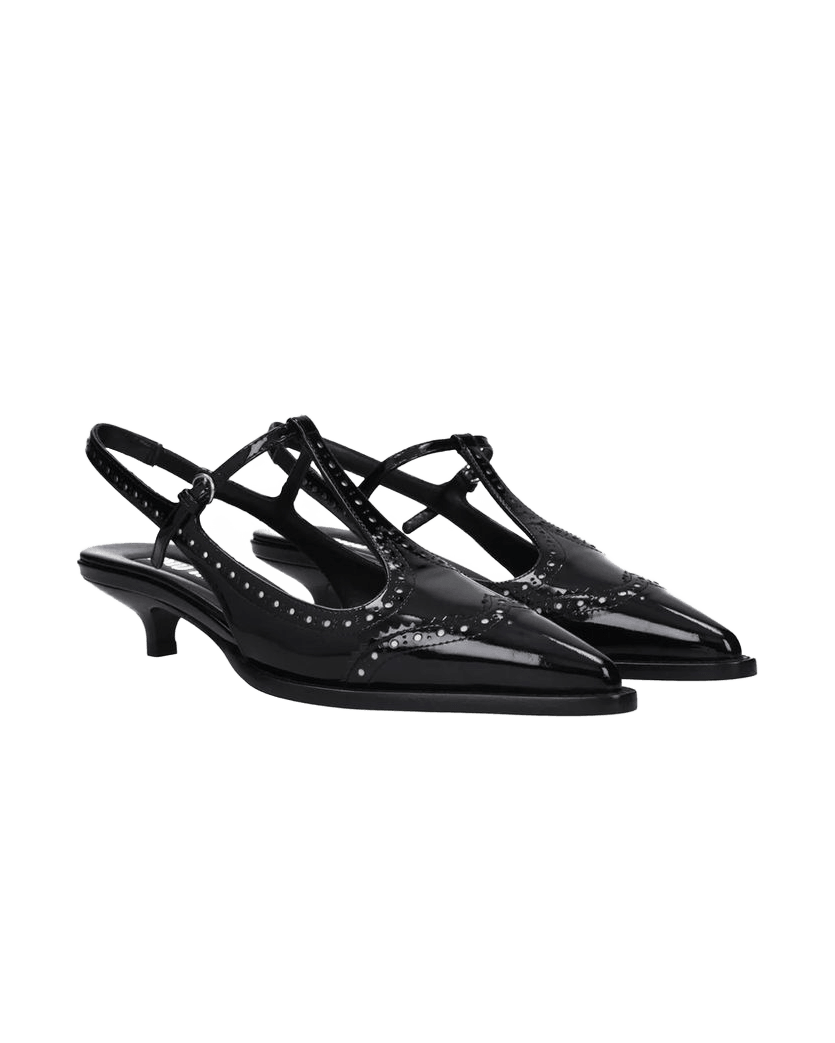 Miu Miu Black Calfskin Mid Heels Glam Steals