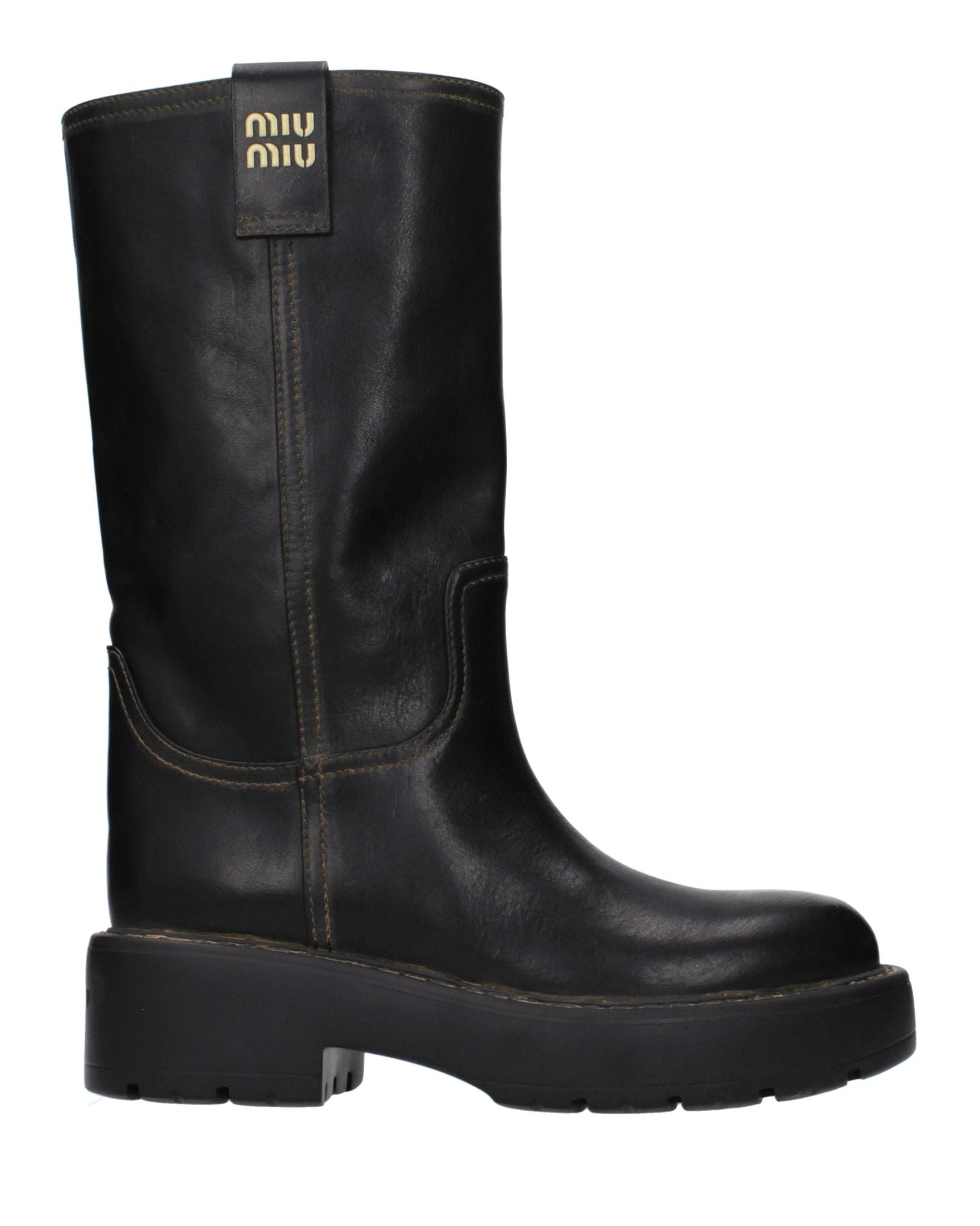 Miu Miu Black Leather Flat Boots Glam Steals