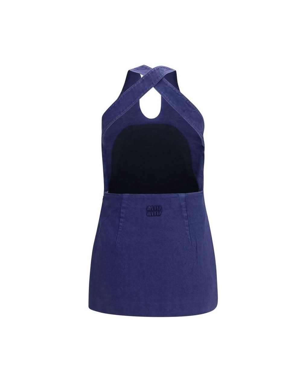 Miu Miu Blue Cotton Dress Glam Steals