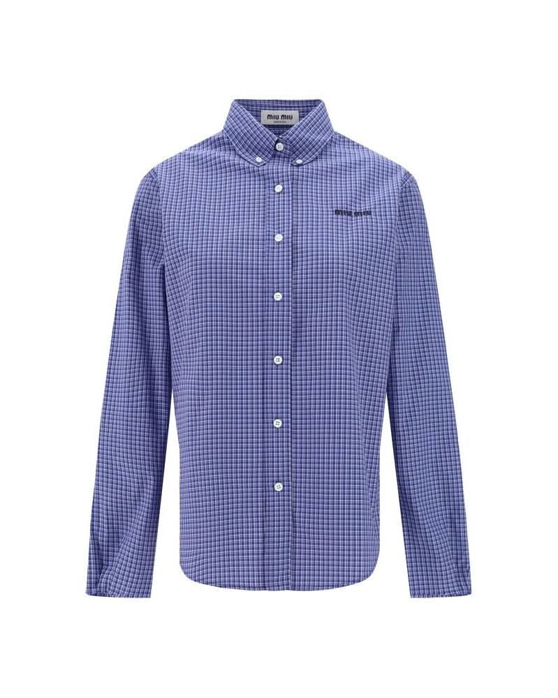 Miu Miu Blue Cotton Pattern Shirt Glam Steals