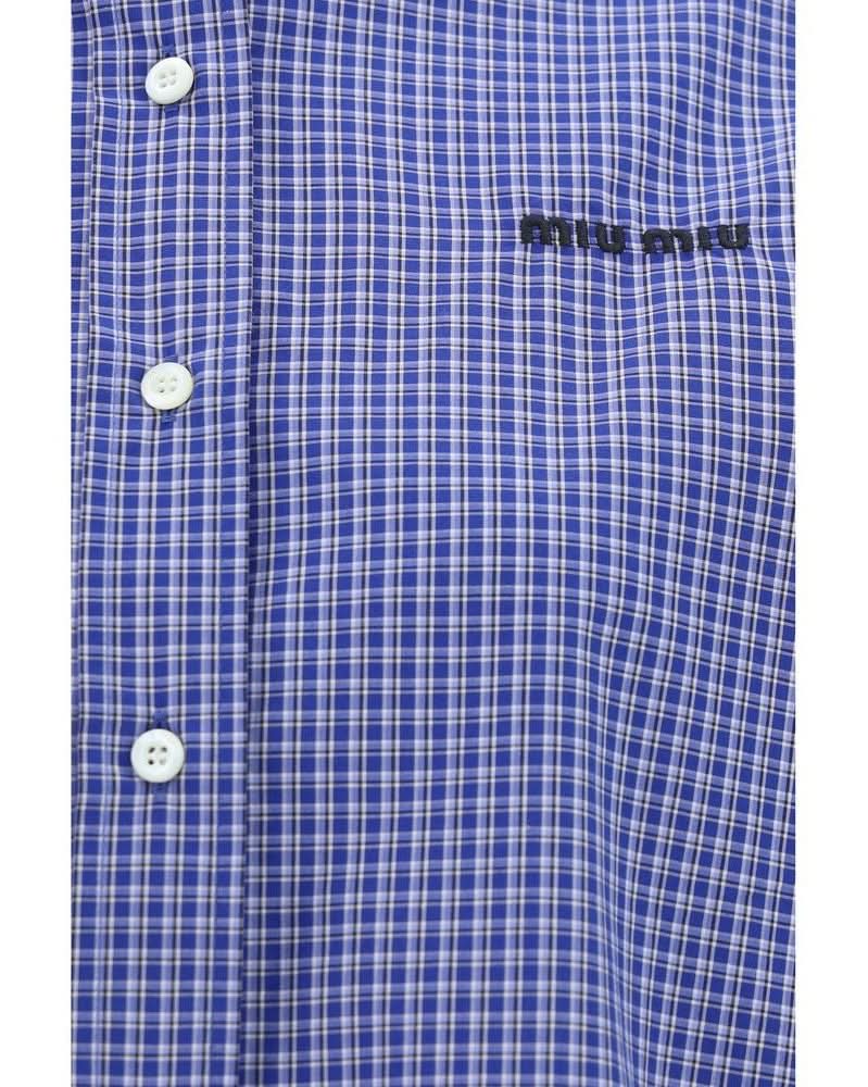 Miu Miu Blue Cotton Pattern Shirt Glam Steals