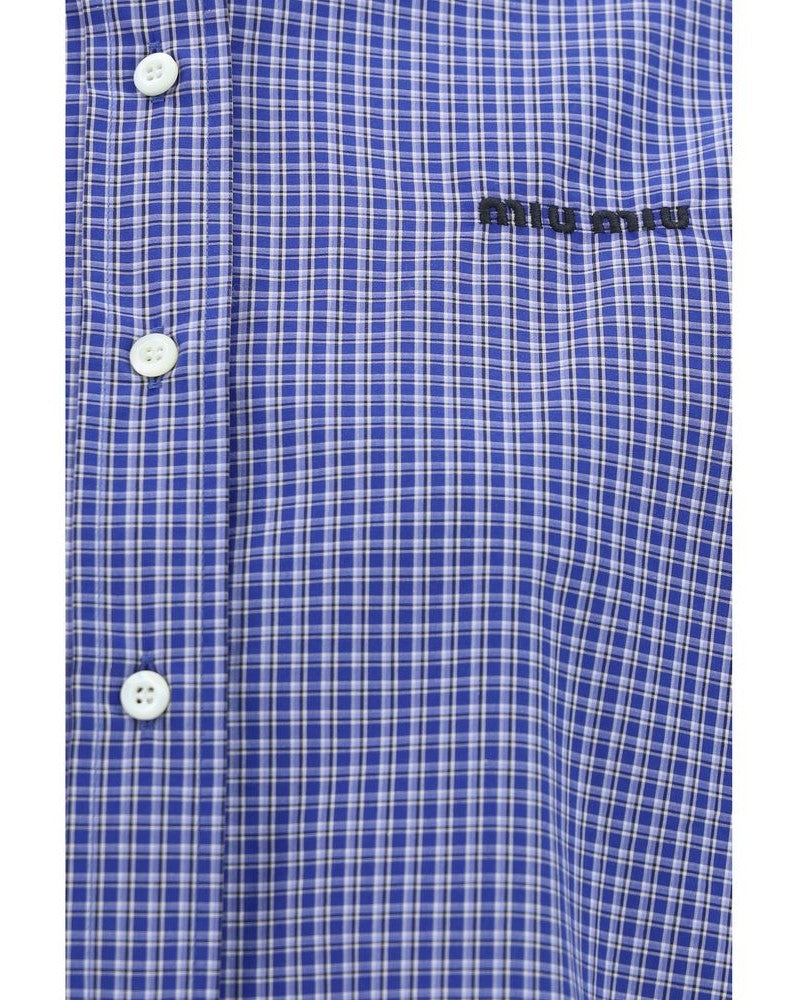 Miu Miu Blue Cotton Pattern Shirt Glam Steals