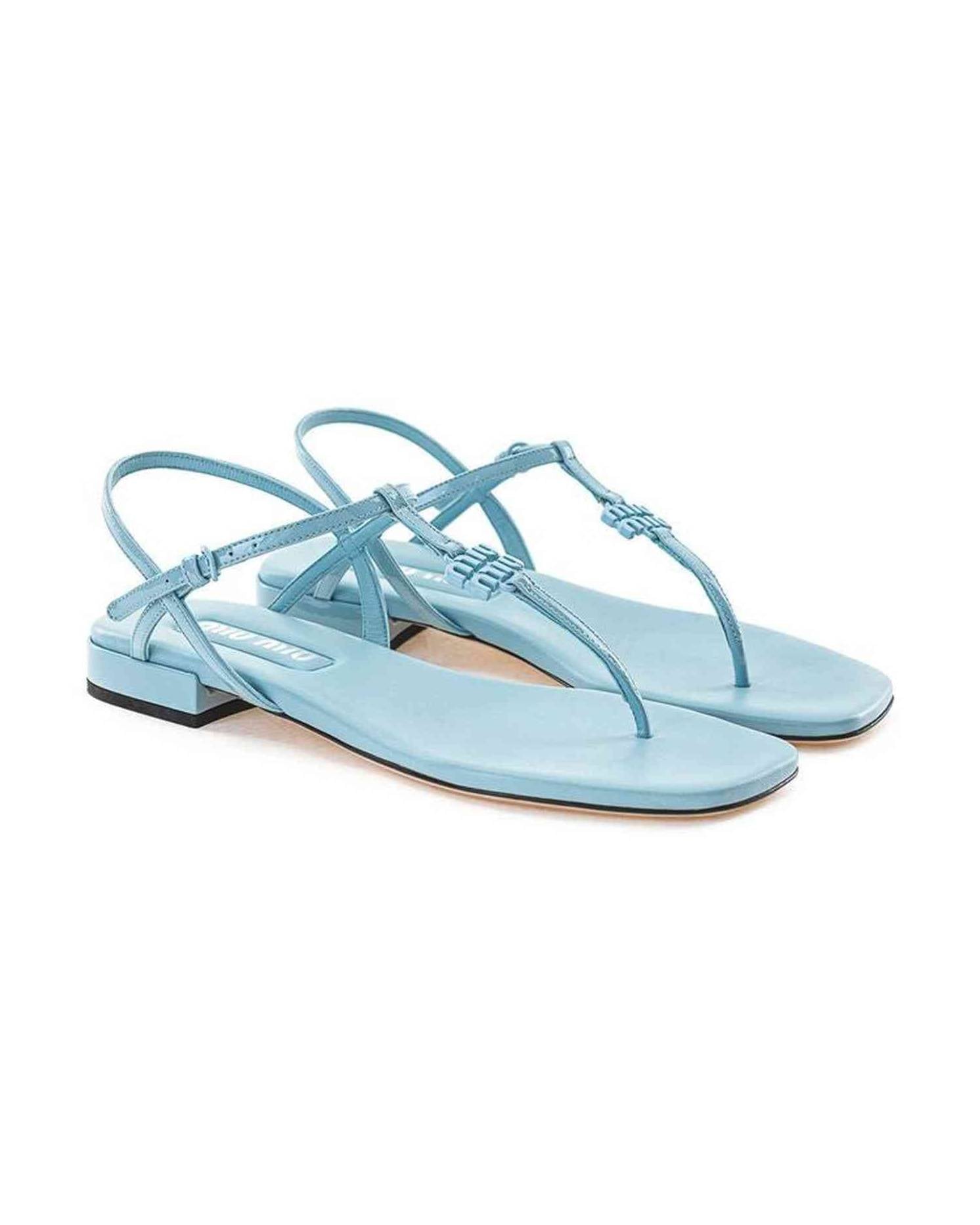 Miu Miu Blue Leather Patent Sandals Glam Steals