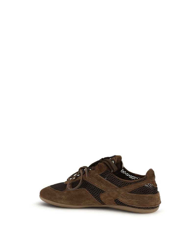 Miu Miu Brown Calf Leather Bos Taurus Athletic Sneakers 