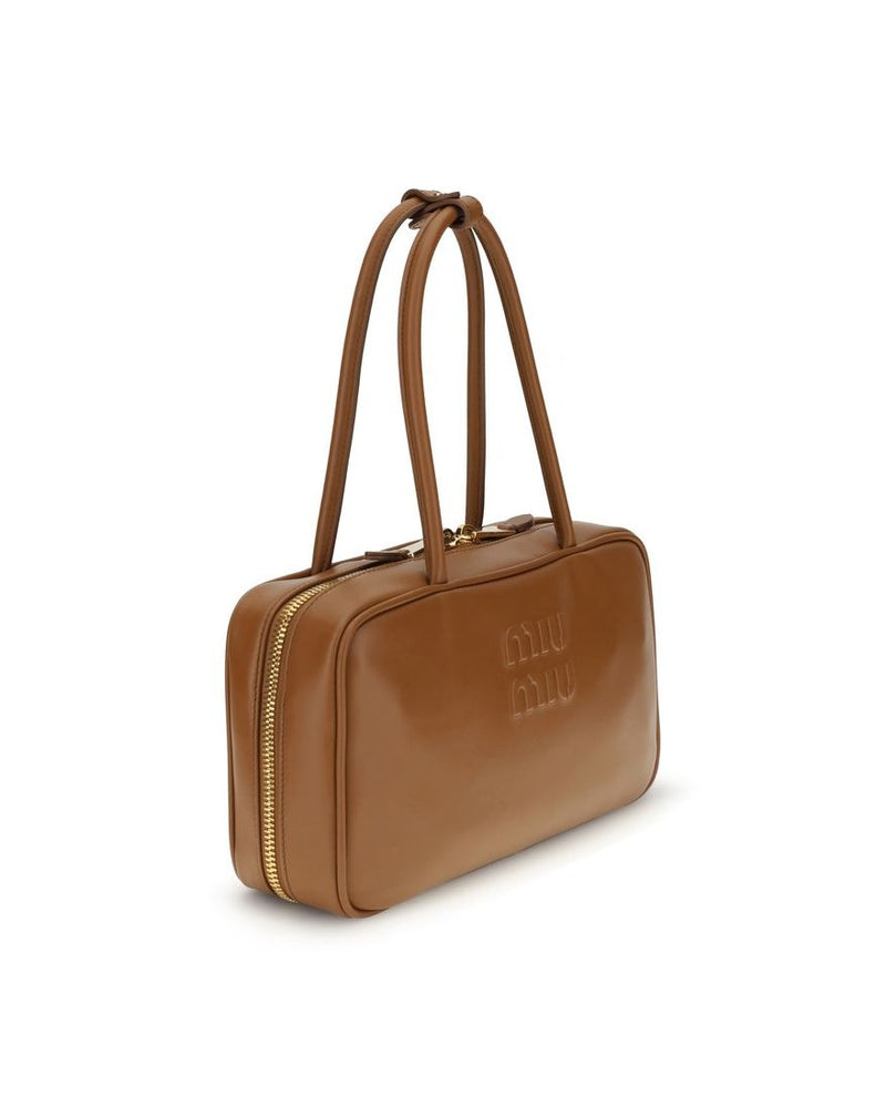 Miu Miu Brown Calf Leather Bos Taurus Shoulder Bag Glam Steals