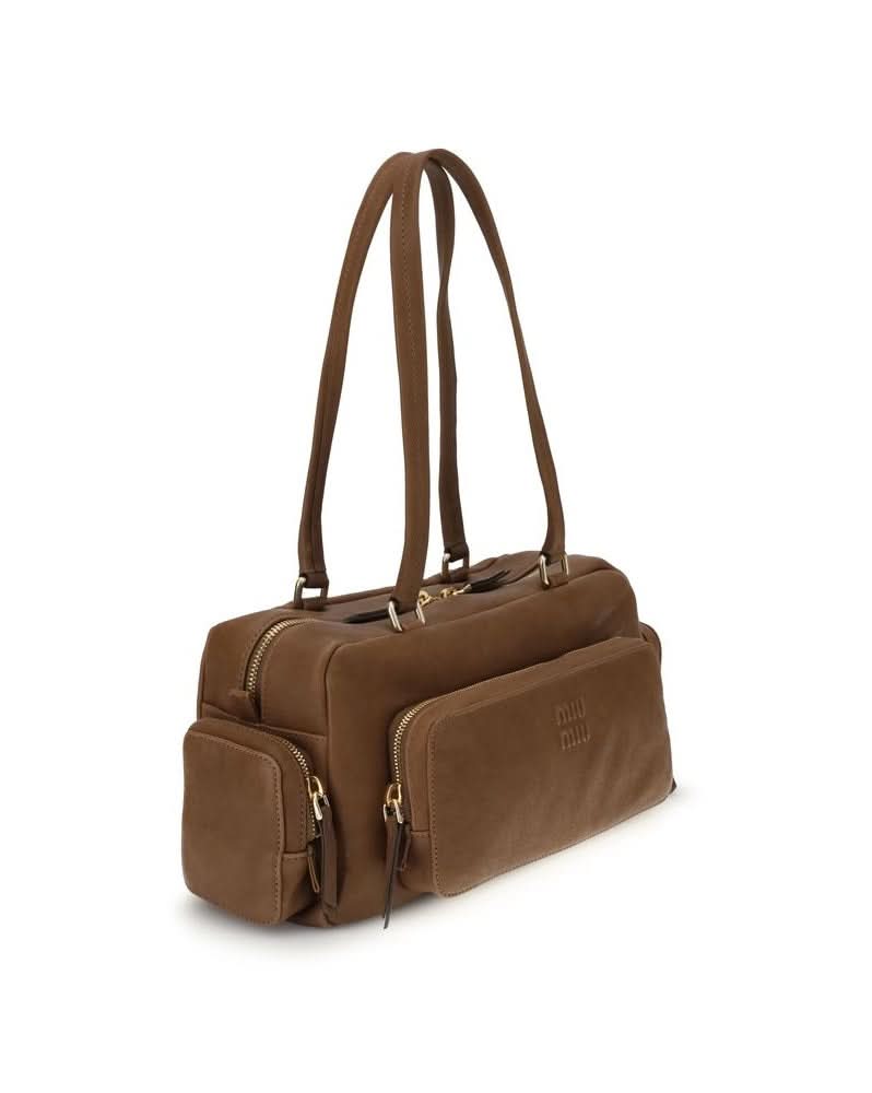 Miu Miu Brown Calf Leather Bos Taurus Shoulder Bag Glam Steals