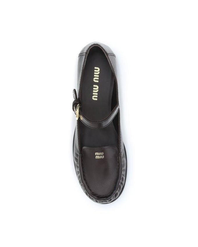 Miu Miu Brown Calf Leather Bos Taurus Slip On Loafers Glam Steals