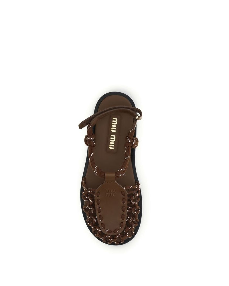 Miu Miu Brown Flat Sandals Glam Steals