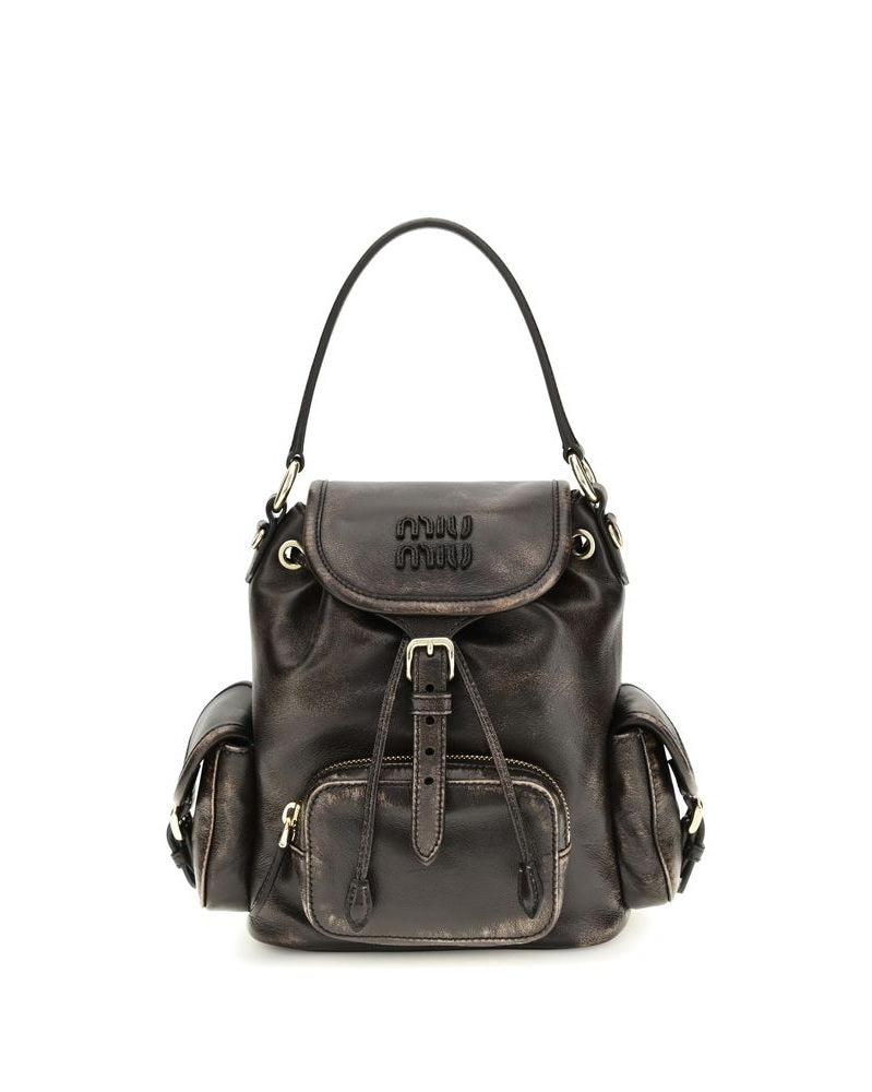 Miu Miu Brown Leather Calf Bos Taurus Backpack Glam Steals