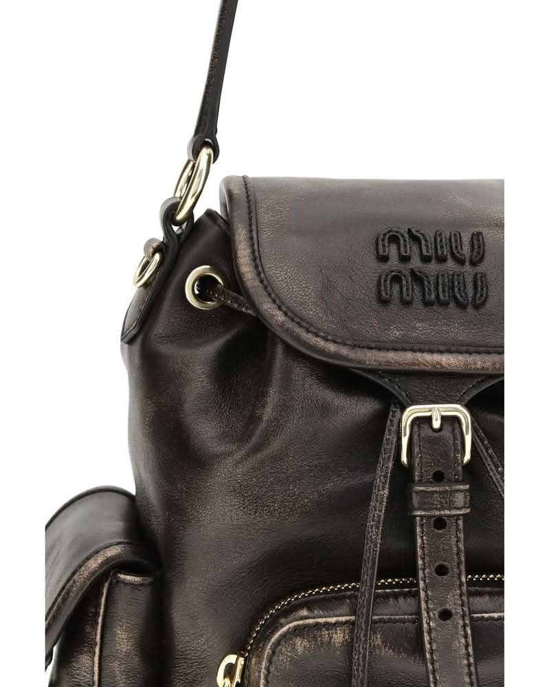 Miu Miu Brown Leather Calf Bos Taurus Backpack Glam Steals