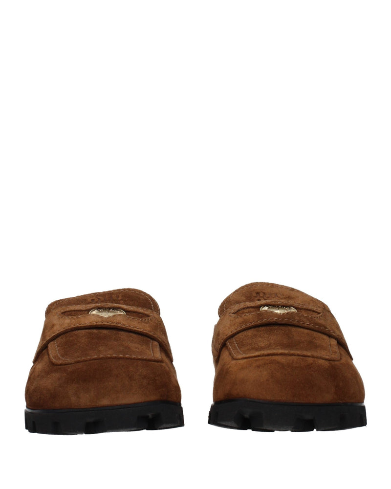 Miu Miu Brown Leather Slippers 