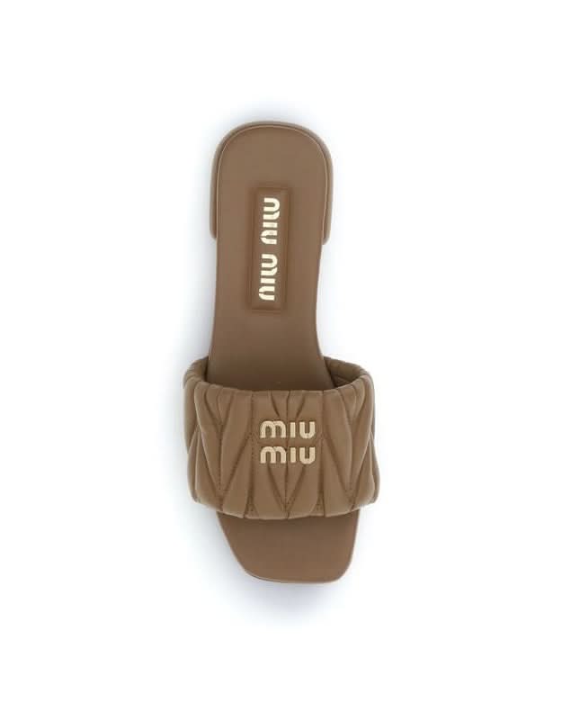 Miu Miu Calf Leather Bos Taurus Flat Sandals Flats