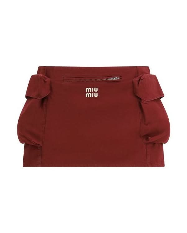 Miu Miu Cotton Bordeaux Mini Skirt 