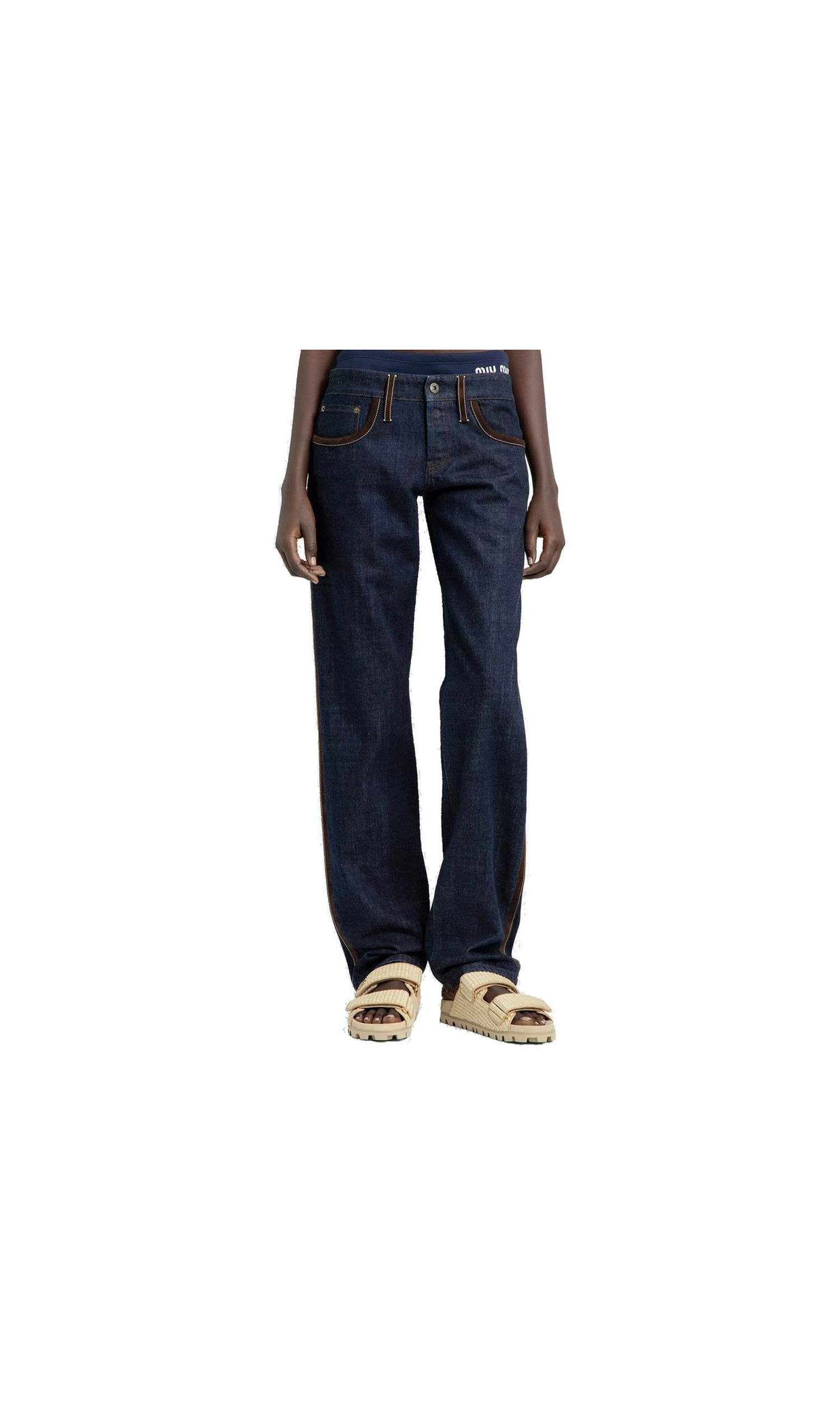 Miu Miu Denim Piped Trim Jeans Glam Steals