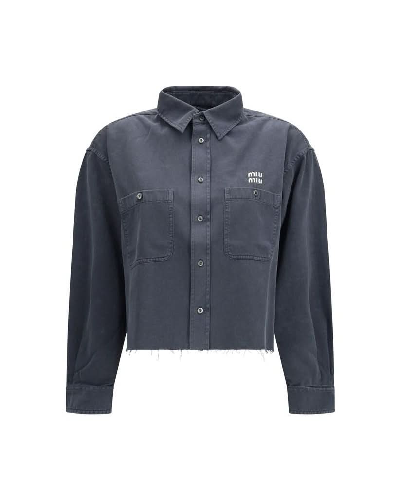 Miu Miu Gray Cotton Dress Shirt Glam Steals