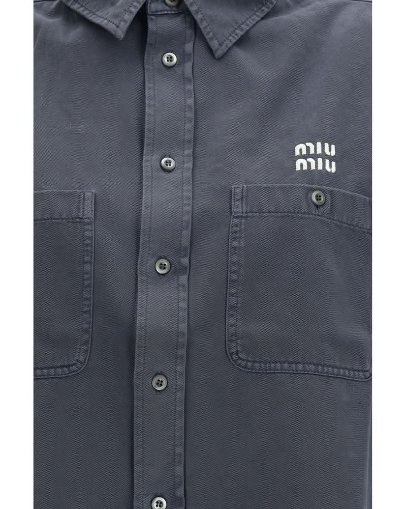 Miu Miu Gray Cotton Dress Shirt Glam Steals