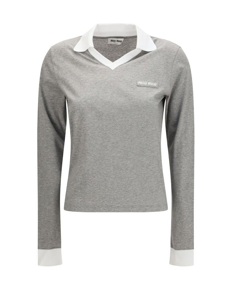Miu Miu Gray Cotton Long Sleeve T-shirt Glam Steals