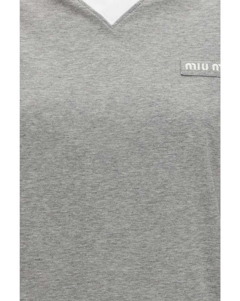 Miu Miu Gray Cotton Long Sleeve T-shirt Glam Steals