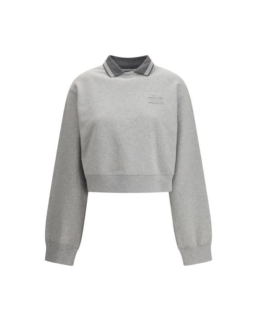 Miu Miu Gray Cotton Sweatshirt Sweatshirts