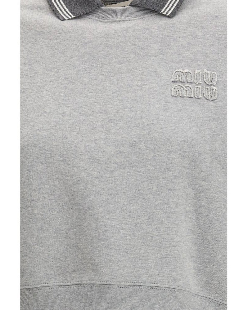 Miu Miu Gray Cotton Sweatshirt Sweatshirts