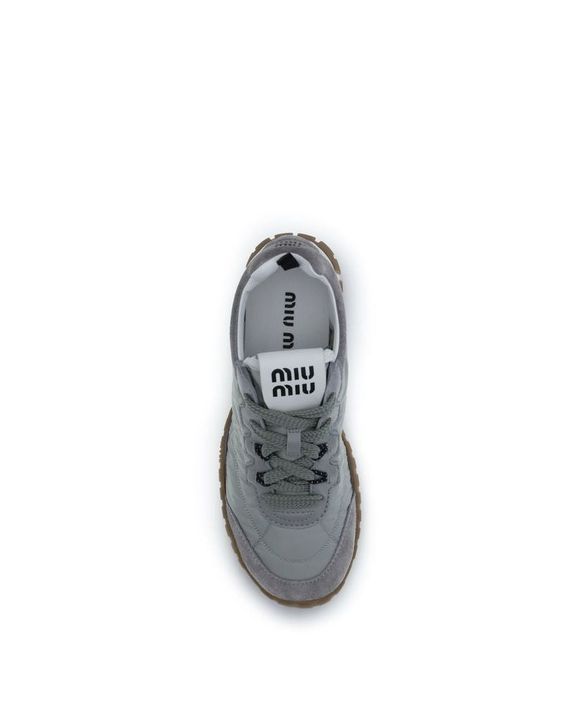 Miu Miu Gray Recycled Polyamide Athletic Sneakers Glam Steals