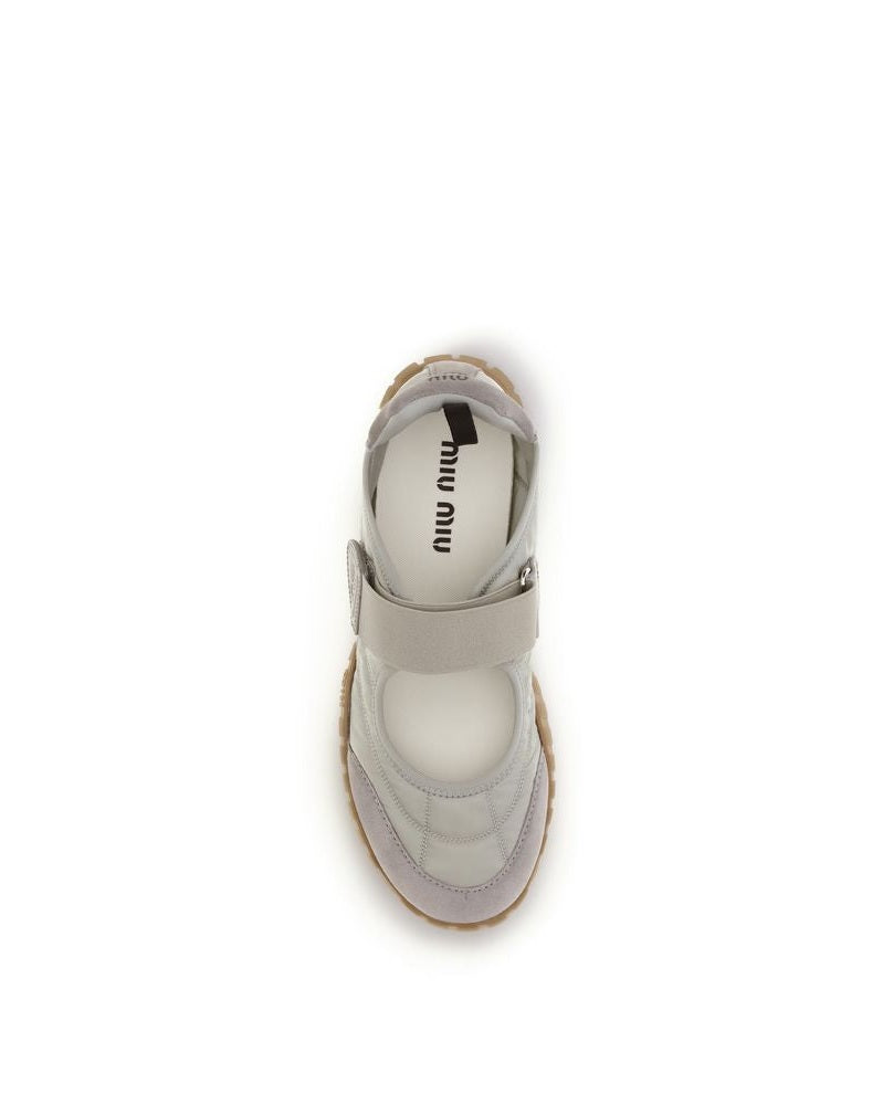 Miu Miu Gray Recycled Polyamide Ballet Flats Glam Steals