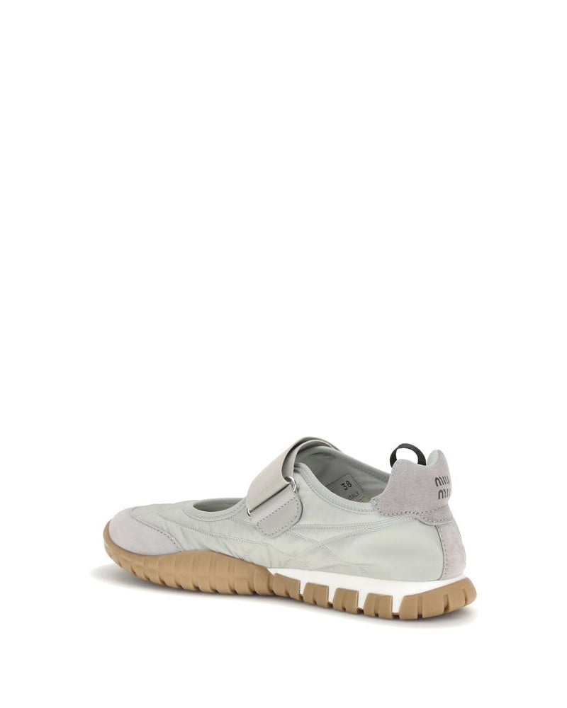 Miu Miu Gray Recycled Polyamide Ballet Flats Glam Steals