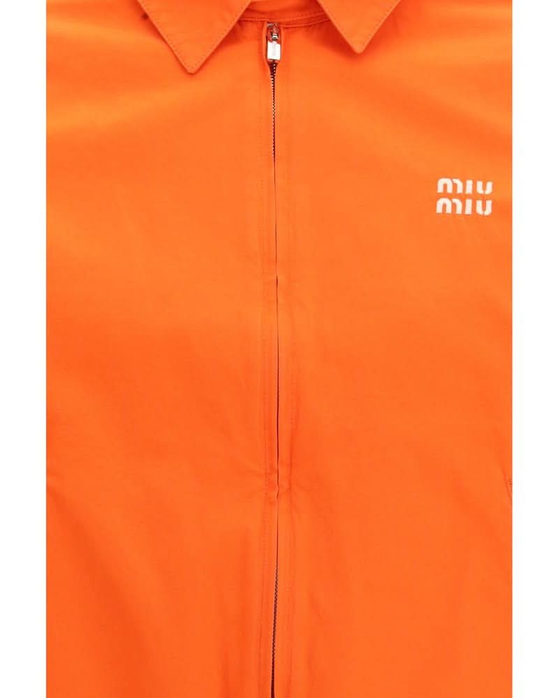 Miu Miu Orange Cotton Bomber Jacket 