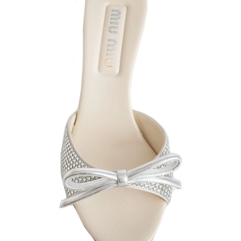 Miu Miu Silver Silk Mules Glam Steals
