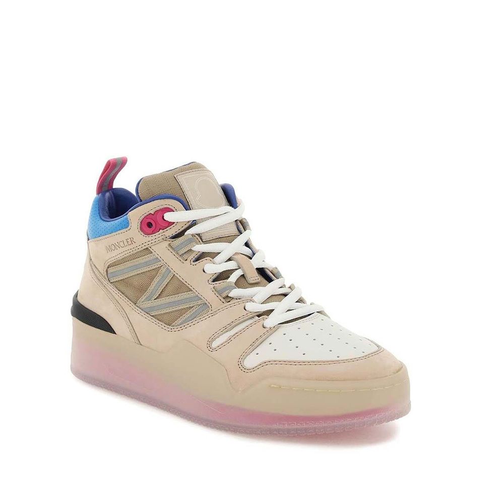 Moncler Beige Leather High Top Sneakers Glam Steals