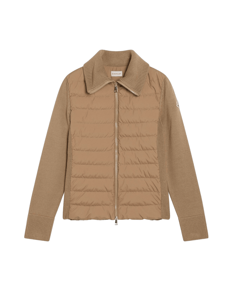 Moncler Beige Wool Padded Cardigan Glam Steals