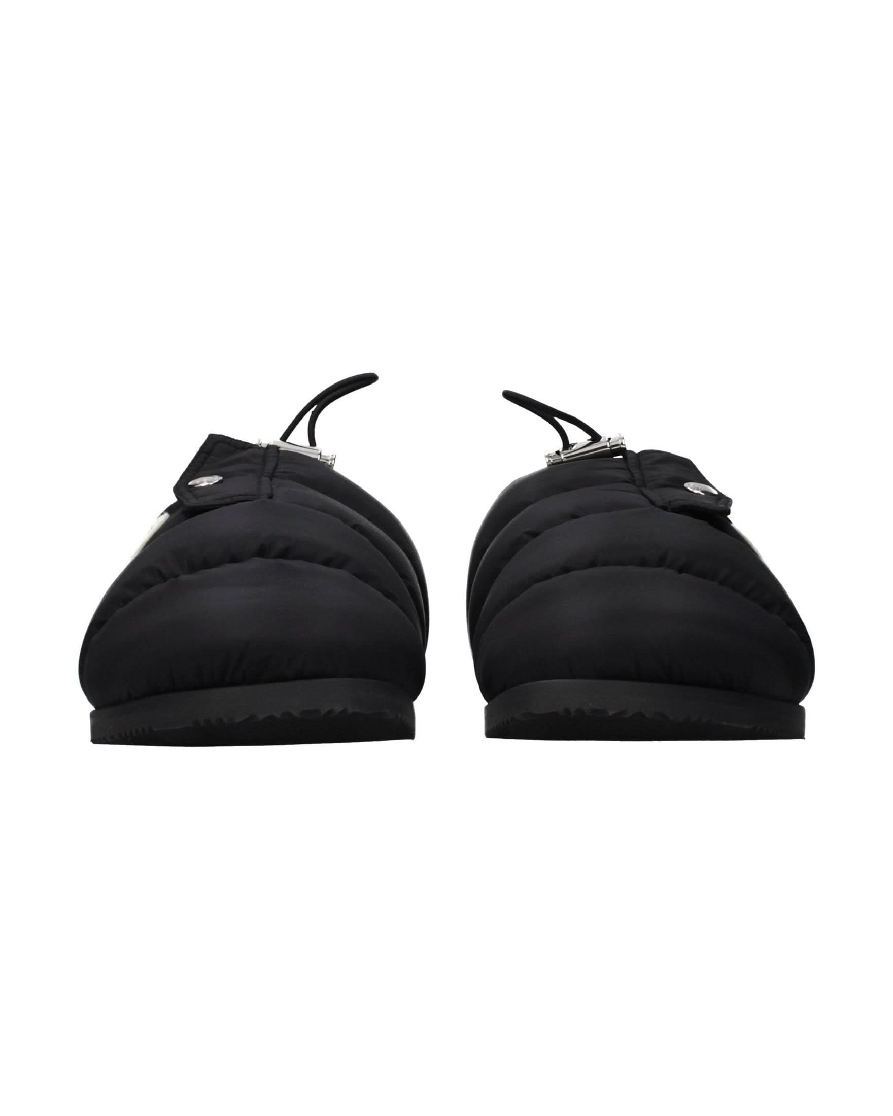 Moncler Black Fabric Slippers 