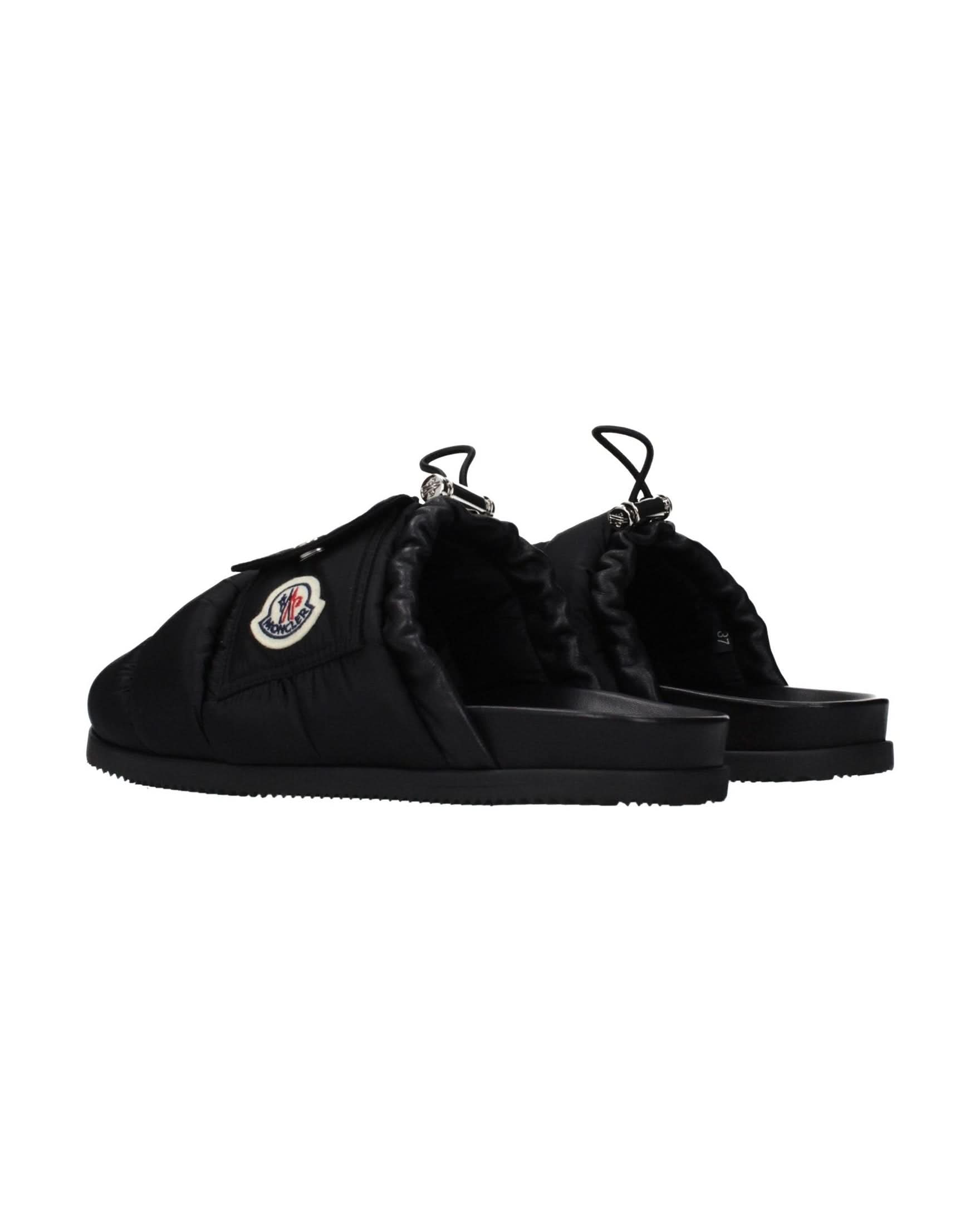 Moncler Black Fabric Slippers 
