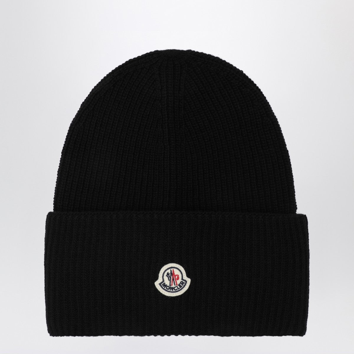 Moncler Wool Black Beanie With Logo Patch Glam Steals