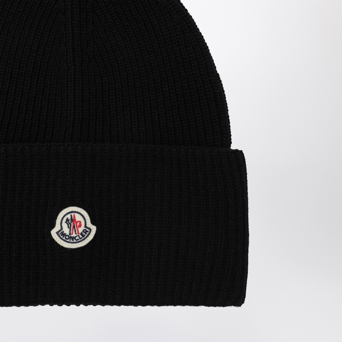 Moncler Wool Black Beanie With Logo Patch Glam Steals
