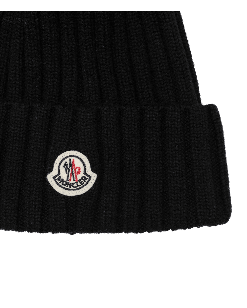 Moncler Black Wool Beanie with Pompom Glam Steals