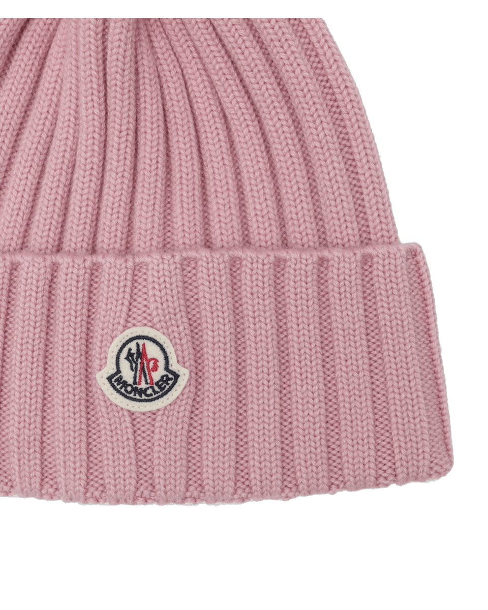 Moncler Pink Wool Beanie with Pompom Glam Steals