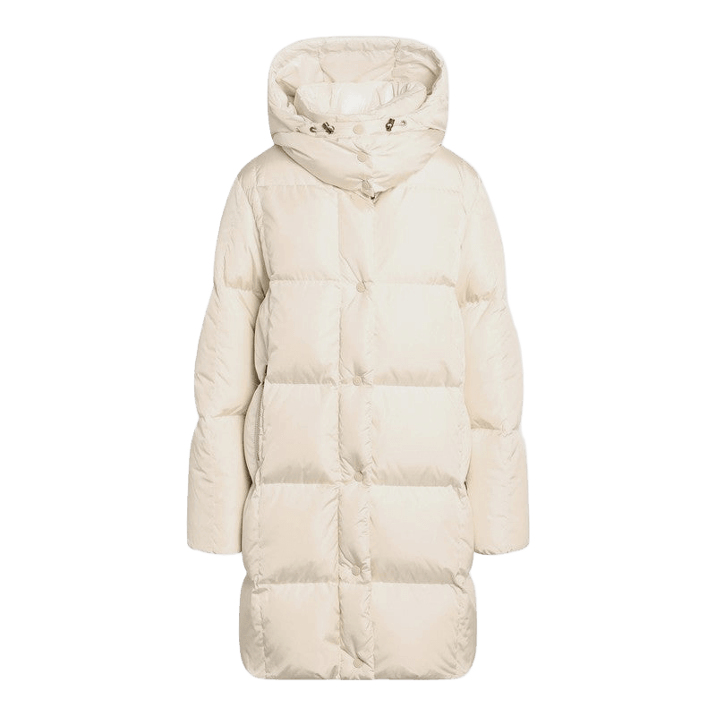 Moncler White Litte Long Quilted Jacket Glam Steals