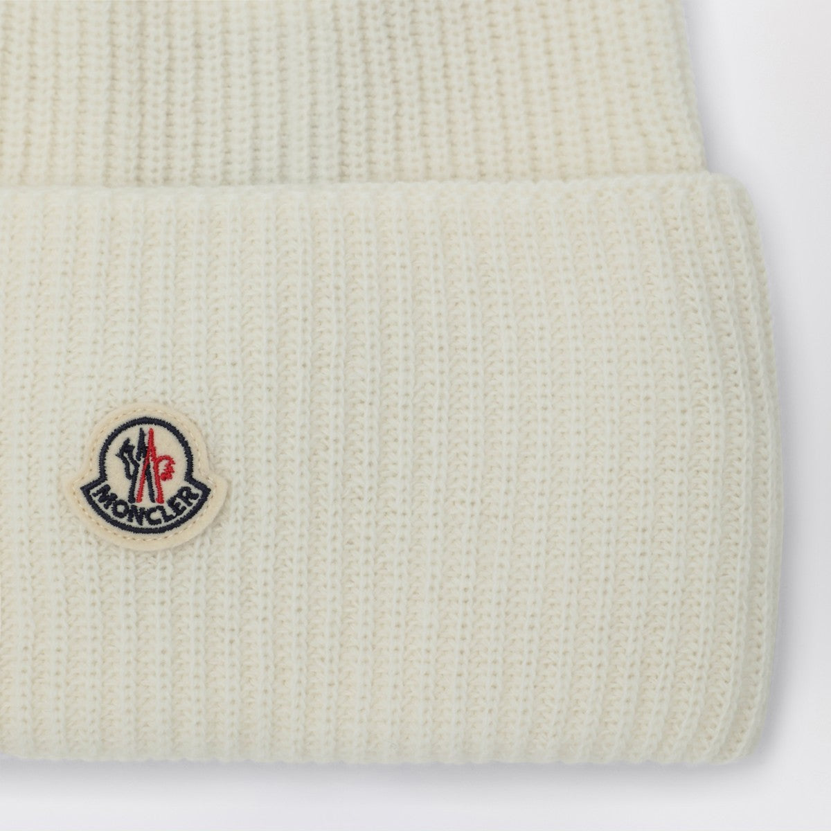 Moncler Wool White Beanie With Logo Patch Glam Steals