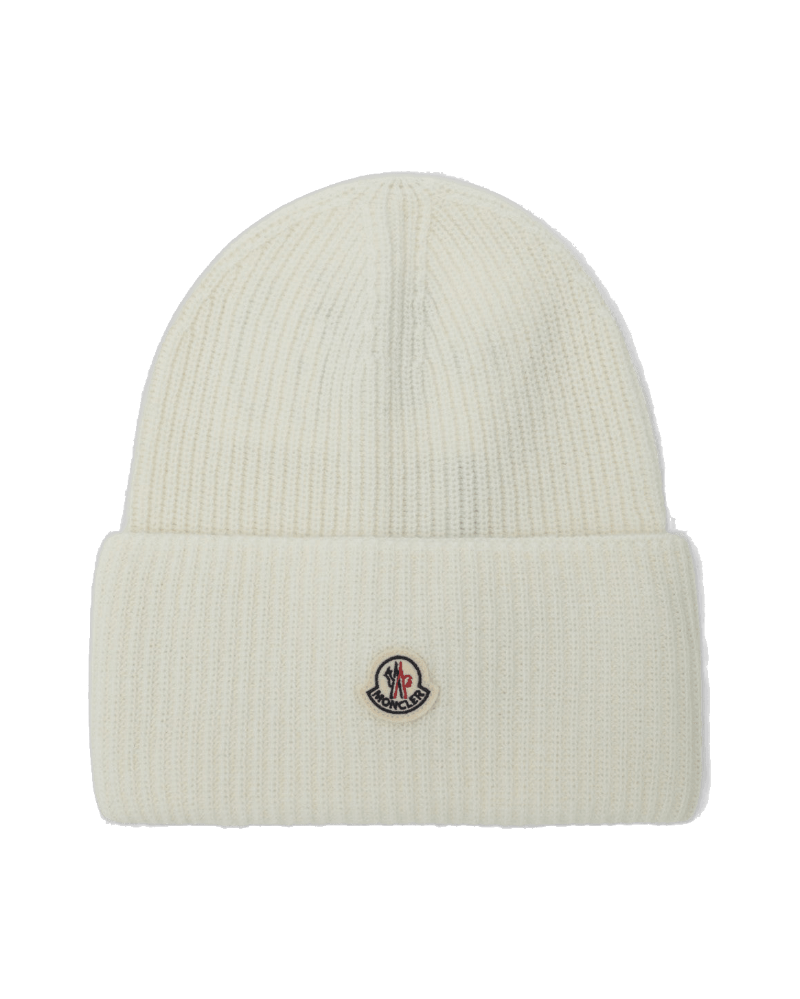 Moncler White Wool Beanie with Logo Patch Glam Steals