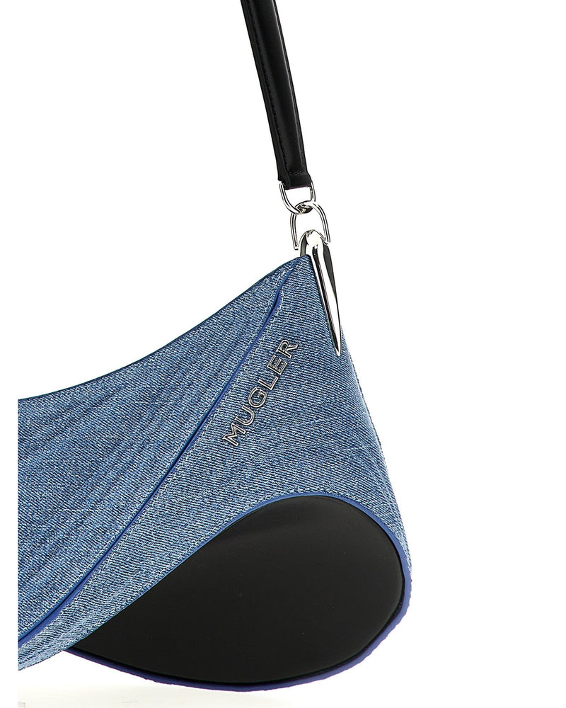 Mugler Denim Medium Spiral Curve 01 Shoulder Bag Glam Steals