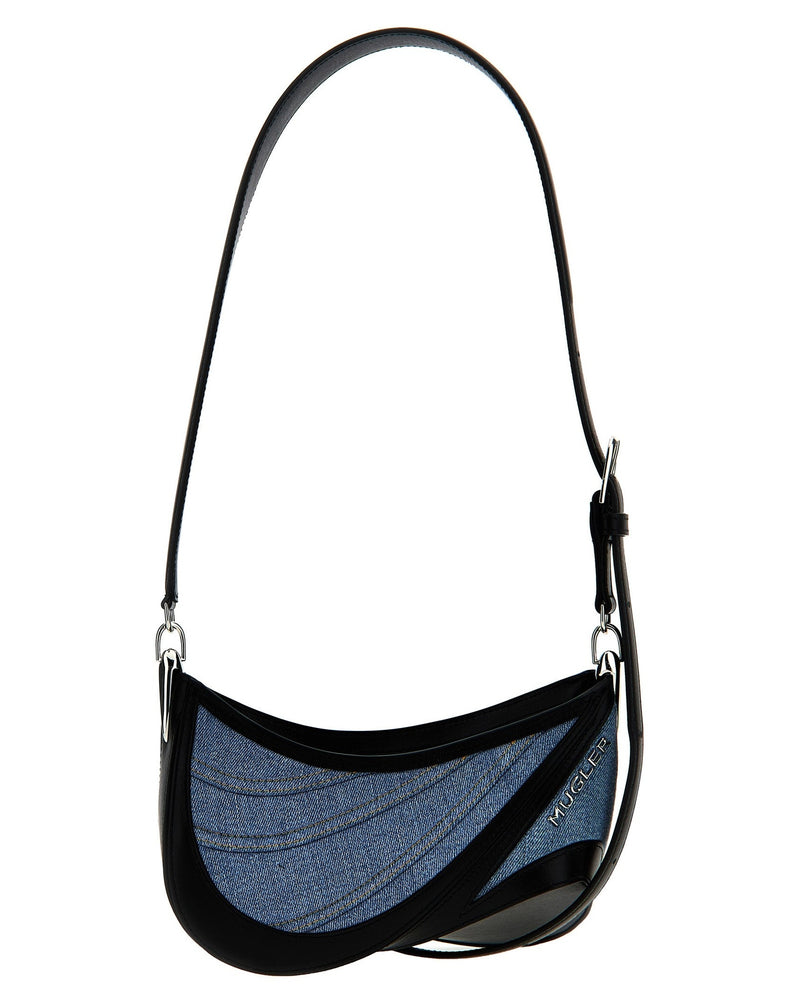 Mugler Denim Small Spiral Curve 01 Shoulder Bag Glam Steals