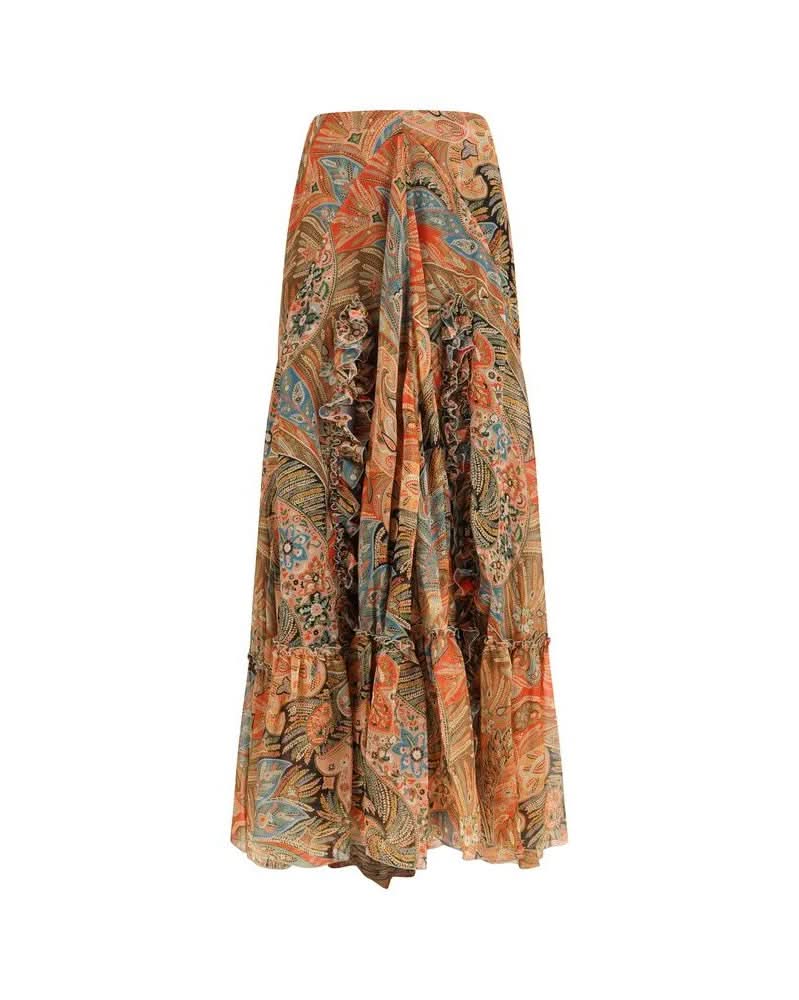 Multicolor Silk Long Skirt Glam Steals