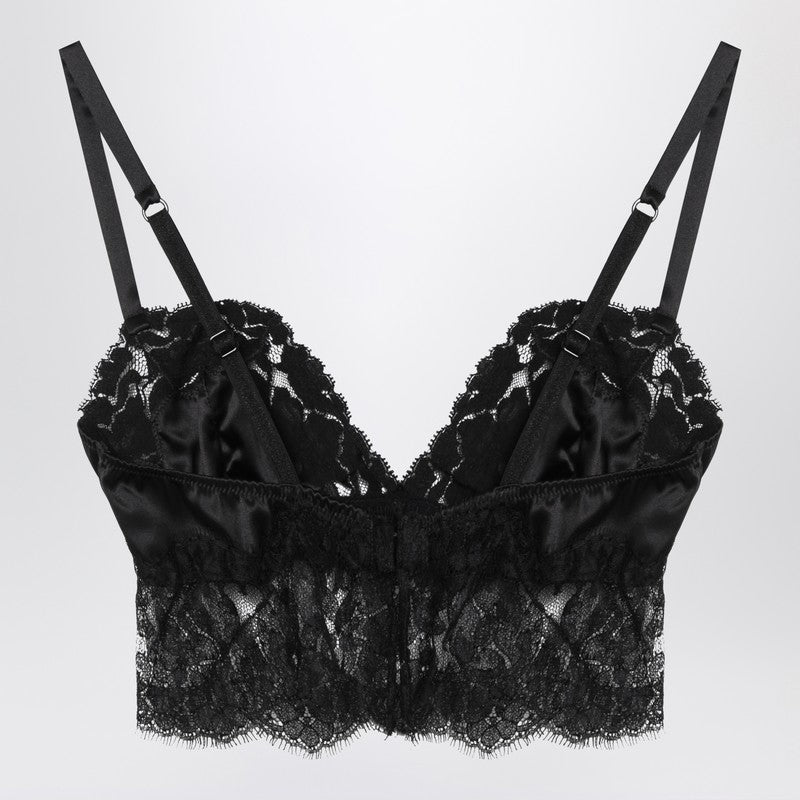 Dolce & Gabbana Black Silk Bralette Top in Satin Lace